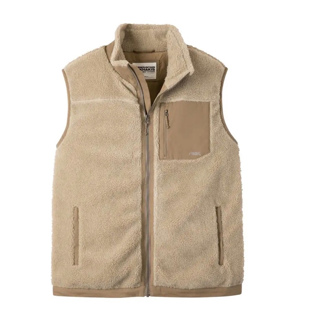 Mountain Khakis Fourteener Fleece Vest L Tan Sherpa Lined Gorpcore Outdoor